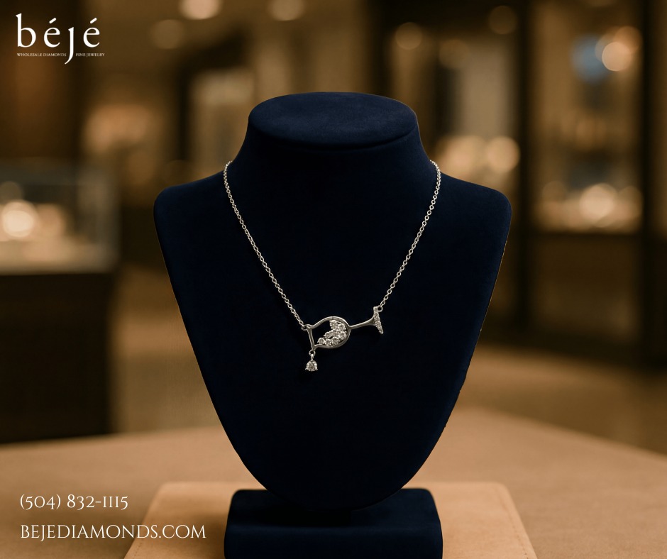 A Rare Find The Diamond Wine Glass Necklace That Tells a Story - jewelry store in metairie - beje diamonds