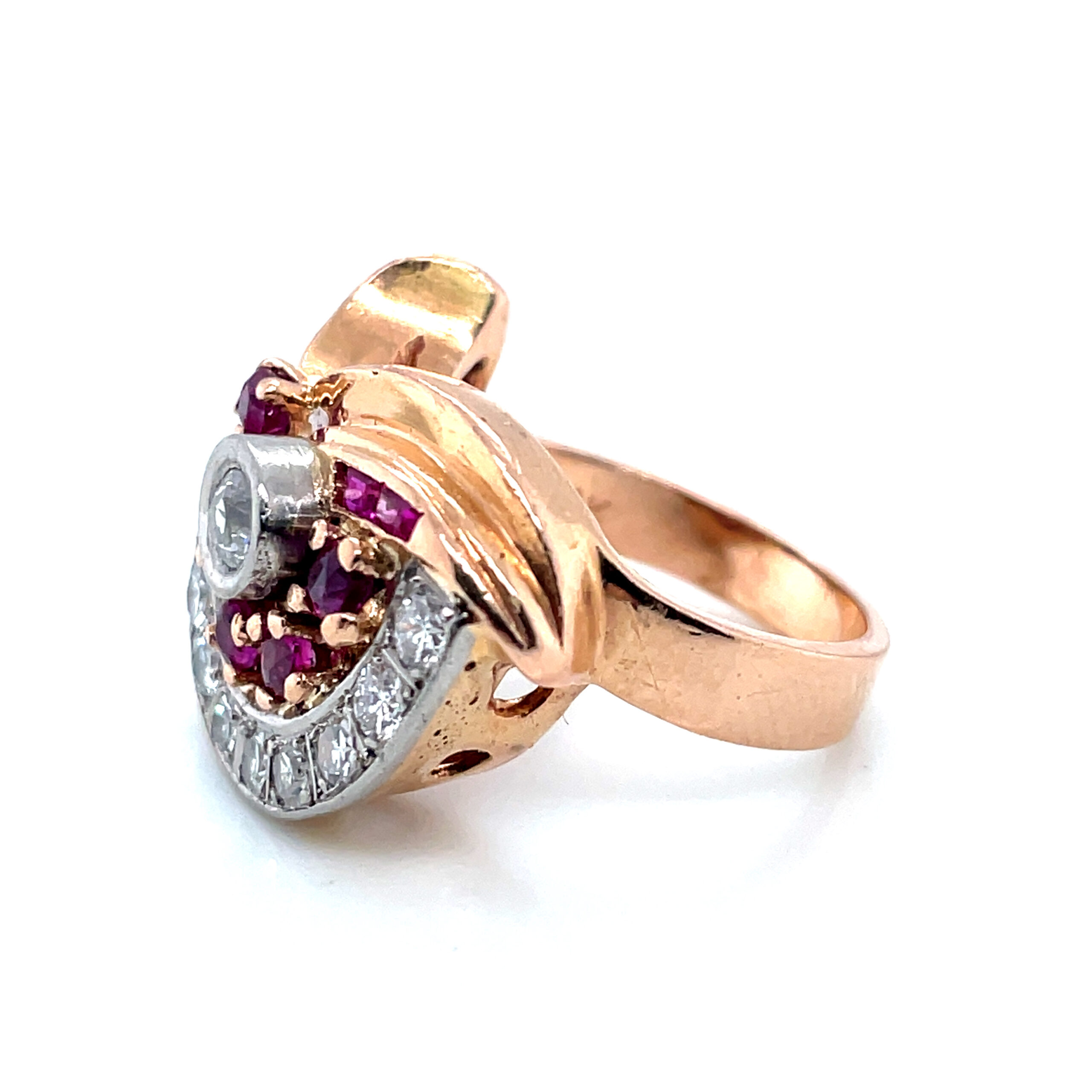 Ruby and Diamond Cluster Ring in 14KRG - Image 2