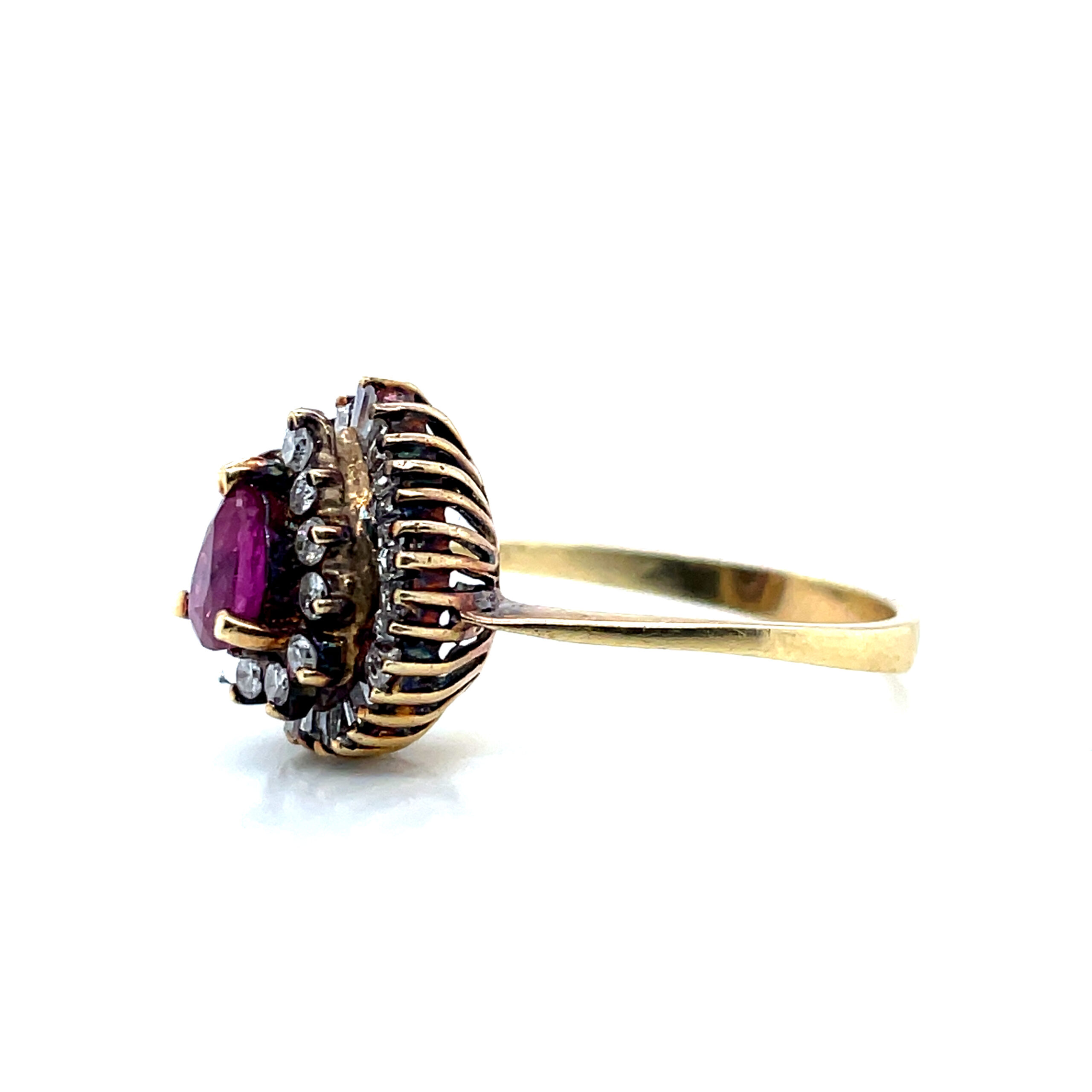 Pear-Shaped Ruby Ring with Diamonds in 14KYG - Image 2
