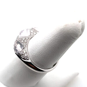Rose Quartz and Diamond Ring in 14KWG
