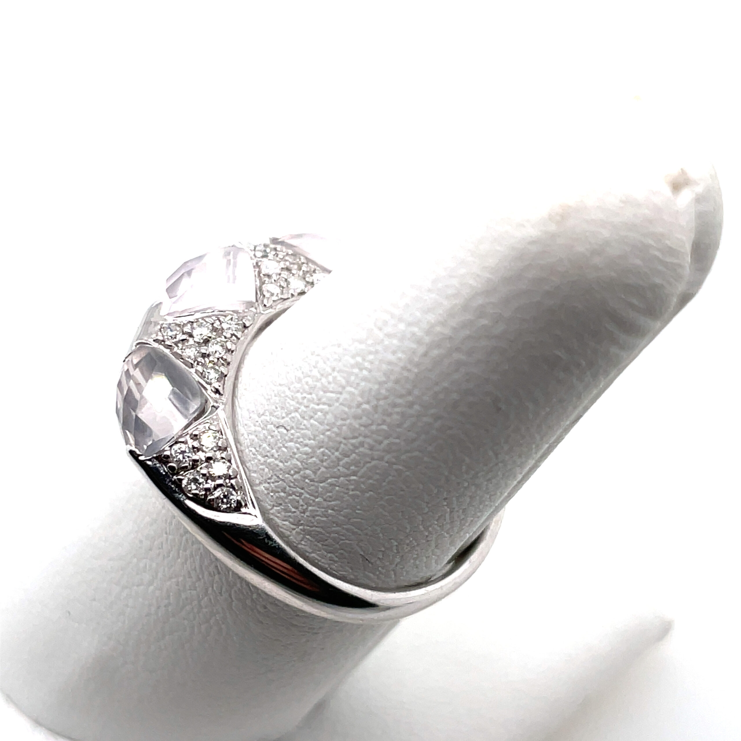 Rose Quartz and Diamond Ring in 14KWG