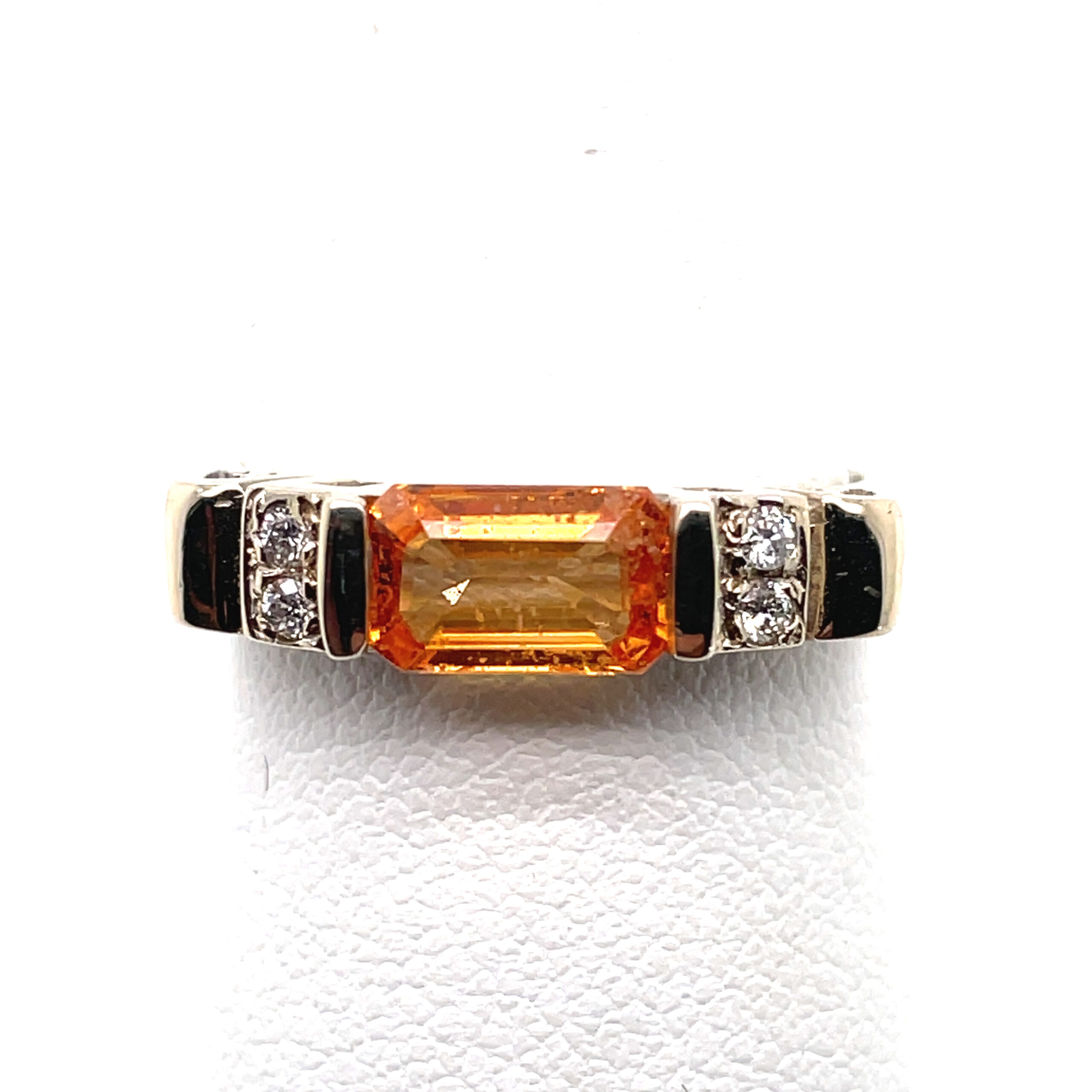 Orange Sapphire and Diamond Ring in 18KYG
