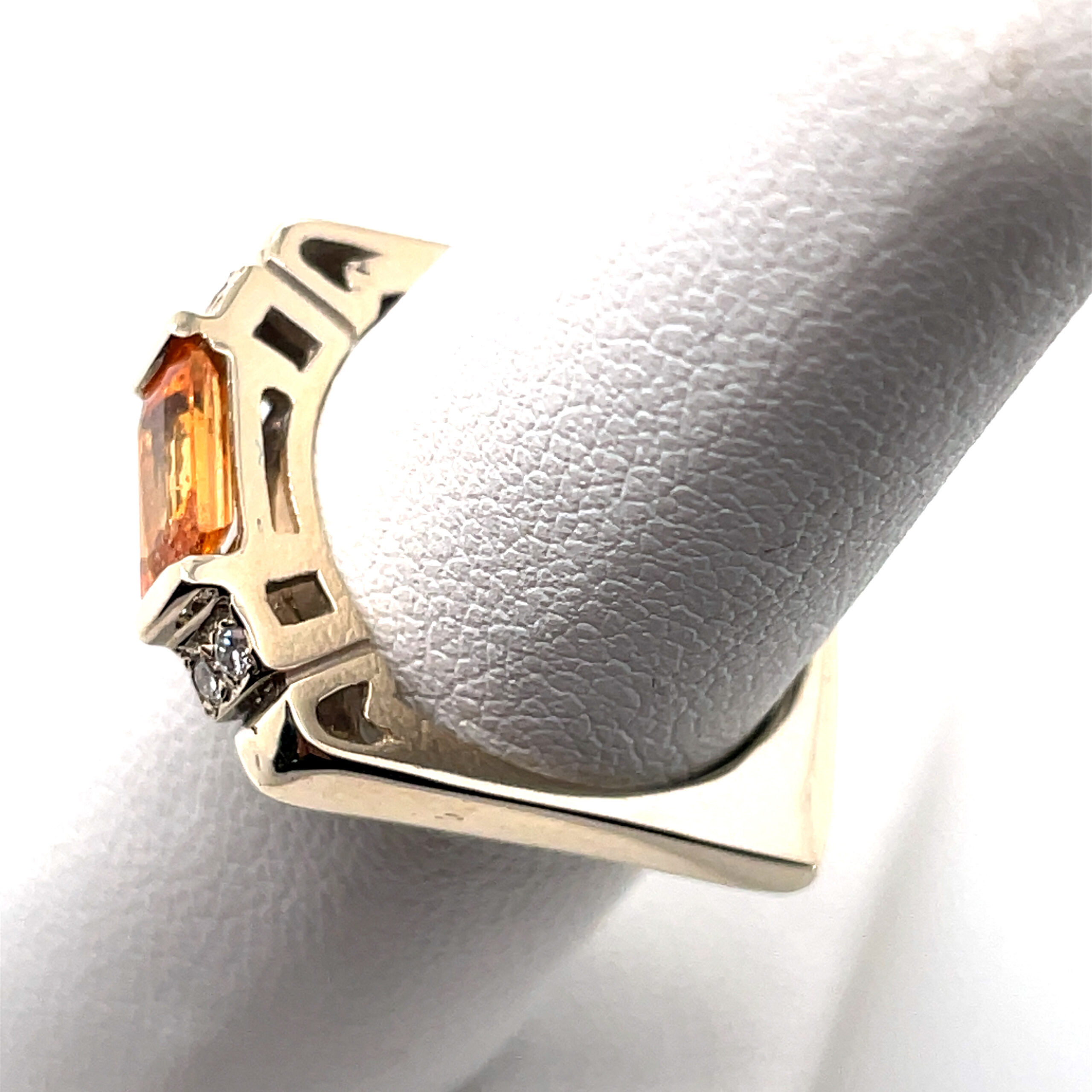 Orange Sapphire and Diamond Ring in 18KYG - Image 2
