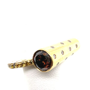 Abstract Diamond and Chocolate Diamond Ring in 18KYG