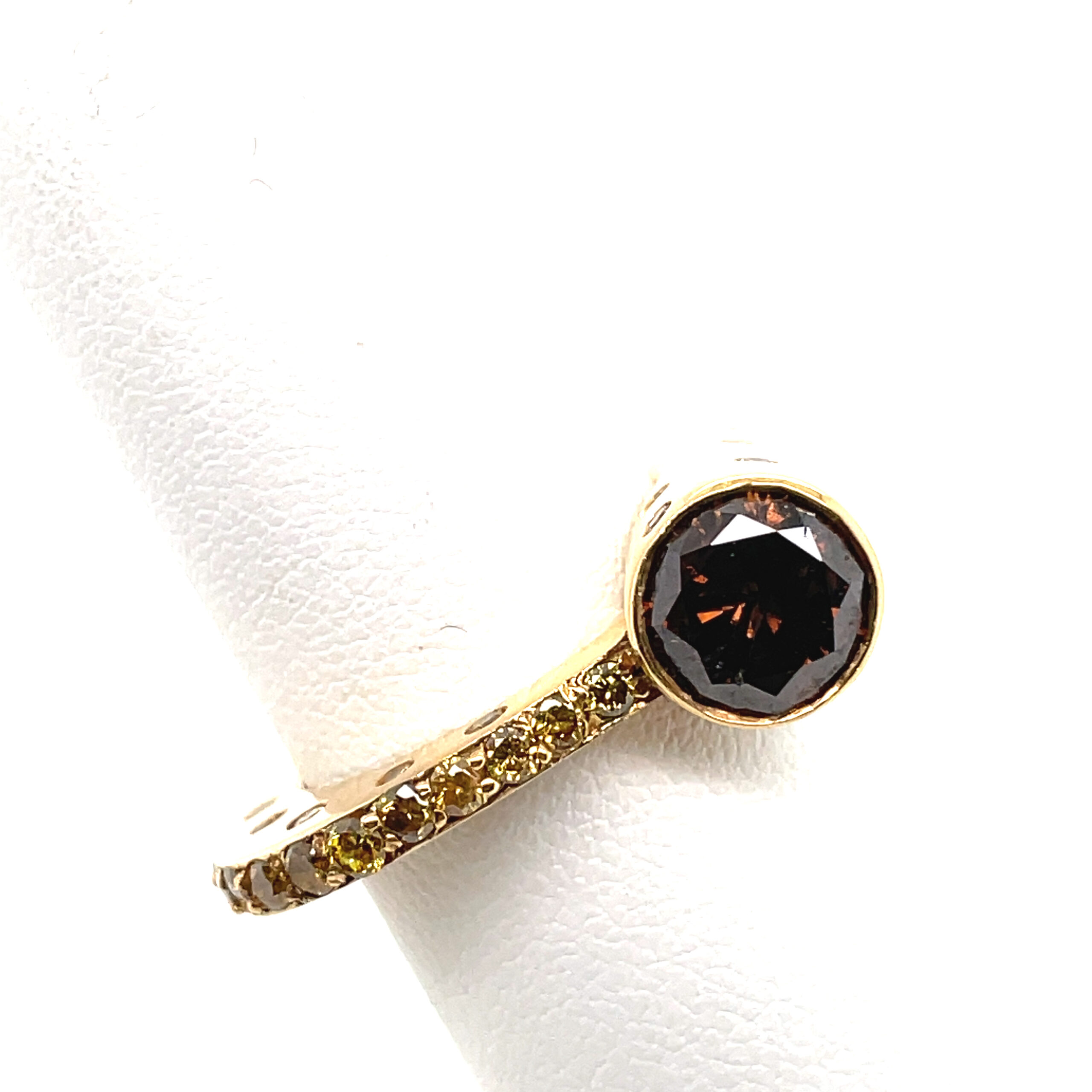 Abstract Diamond and Chocolate Diamond Ring in 18KYG - Image 5