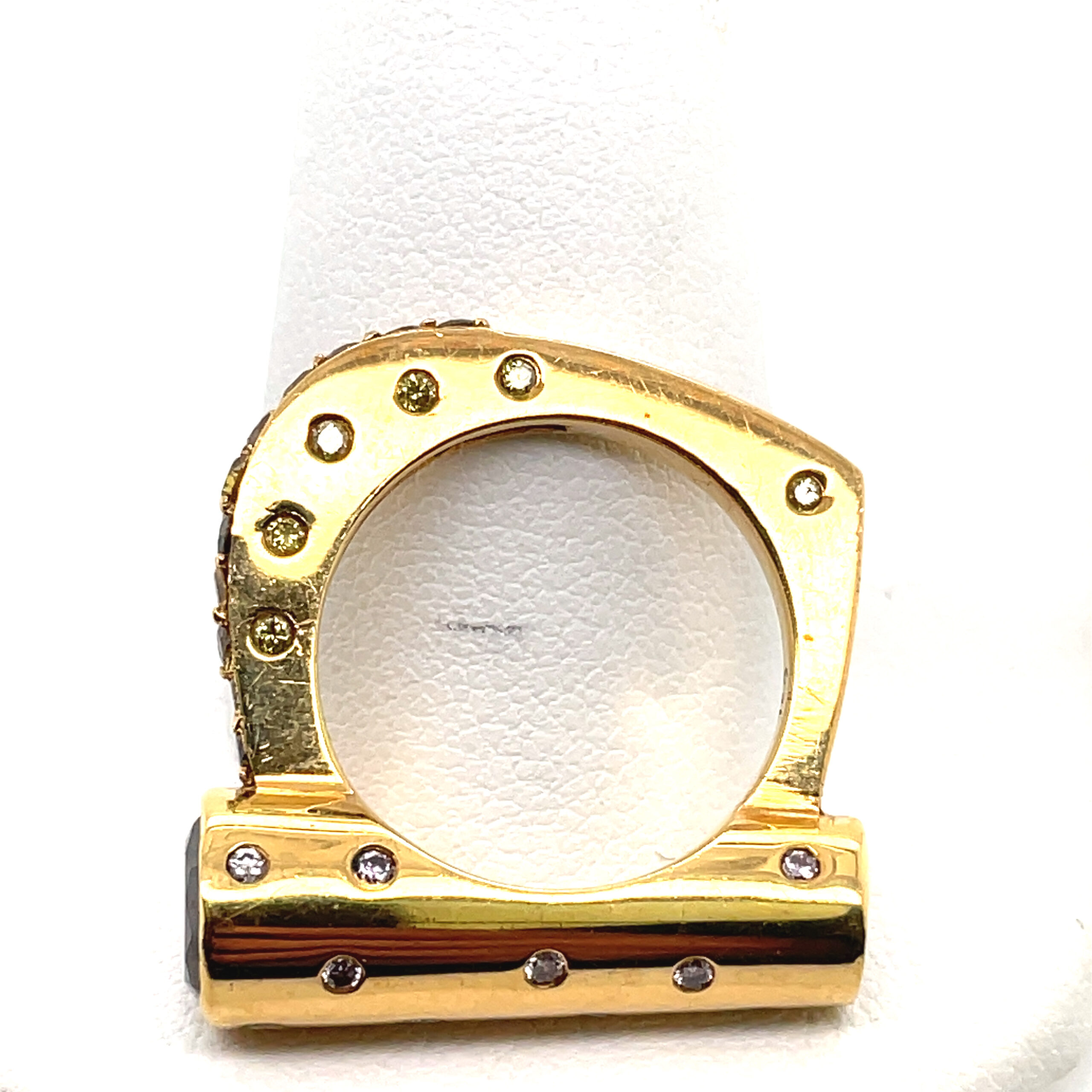 Abstract Diamond and Chocolate Diamond Ring in 18KYG - Image 4