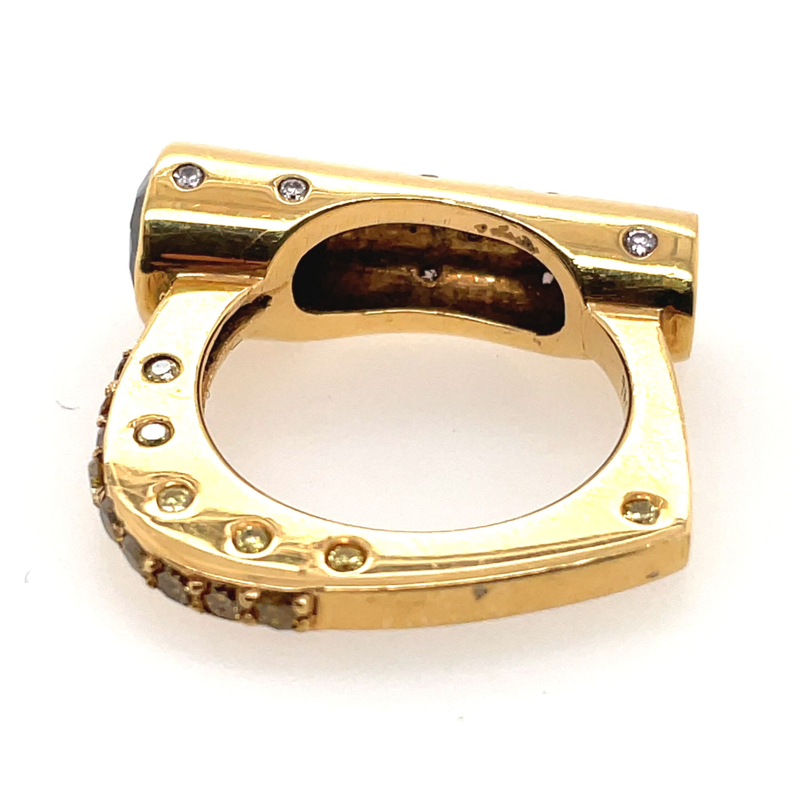 Abstract Diamond and Chocolate Diamond Ring in 18KYG - Image 3
