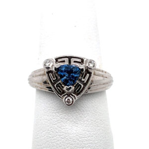 Trillion Sapphire and Diamond Ring in 14KWG