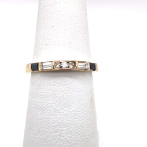 Diamond and Sapphire Concave Band in 14KYG