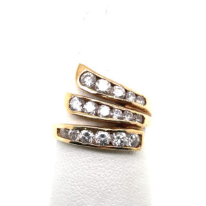 3-Row Diamond Ring in 14KYG