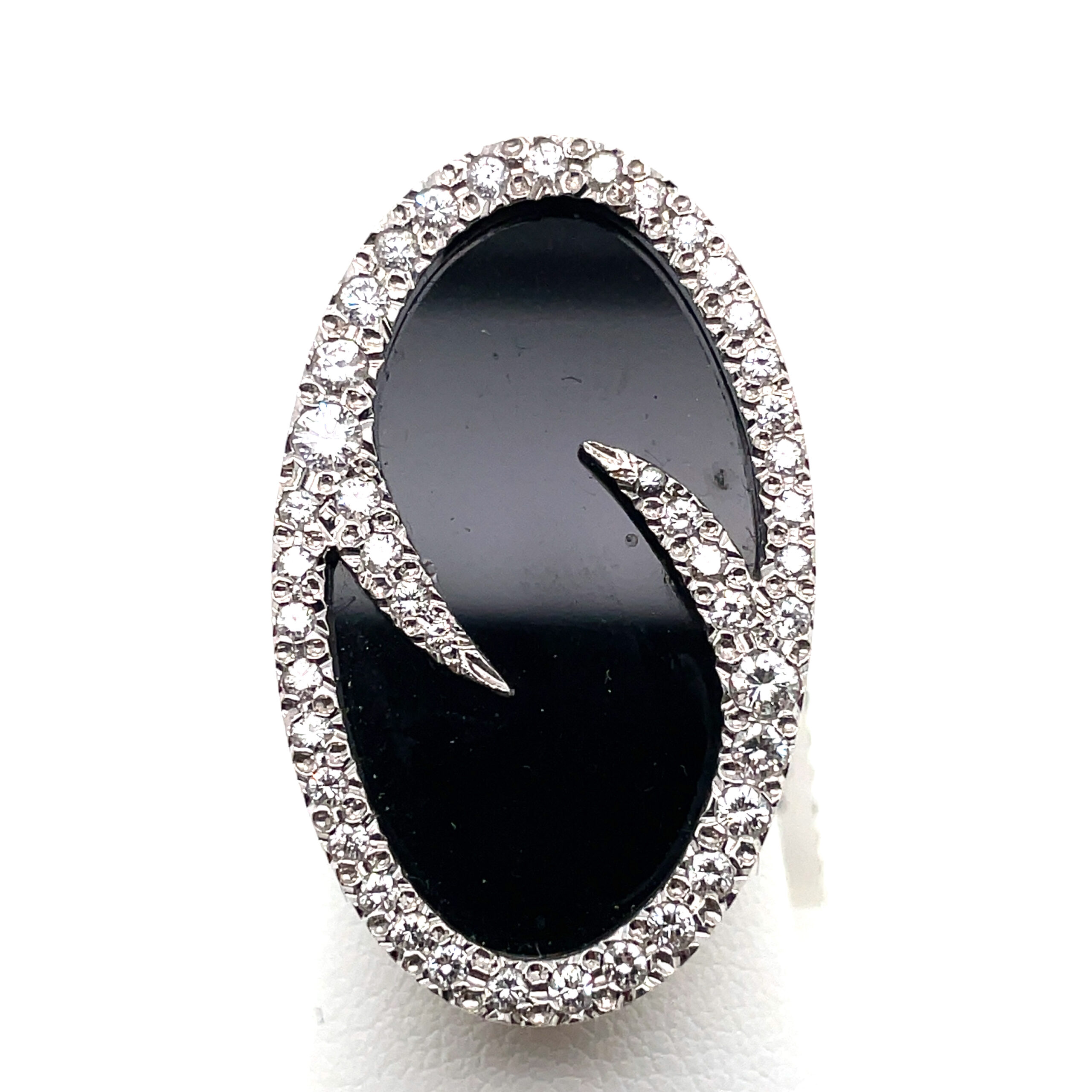 Onyx Swirl Ring with Diamonds in 18KYG - Image 2