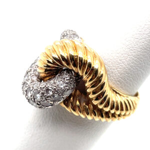 Diamond Knot Ring in 18K Two-Tone Gold
