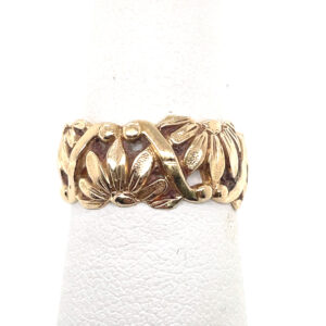 Carved Floral Band in 14KYG