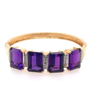 Amethyst and Diamond Bangle in 14KYG