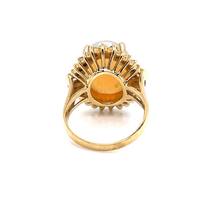 Opal Ring With Tapered Baguette & Round Diamonds in 14KYG - Image 7