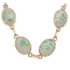 Carved Jade Bracelet in 14KYG