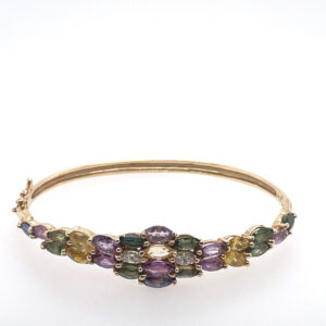 Multi-Stone Cluster Bangle in 14KYG