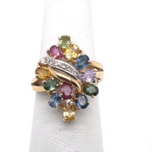 Multi-Stone Cluster Ring in 14KYG
