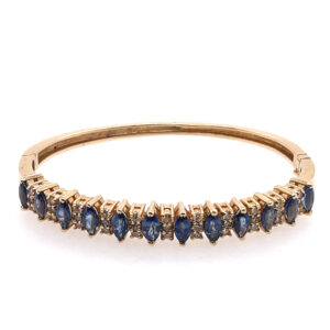 Sapphire and Diamond Bangle in Yellow Gold