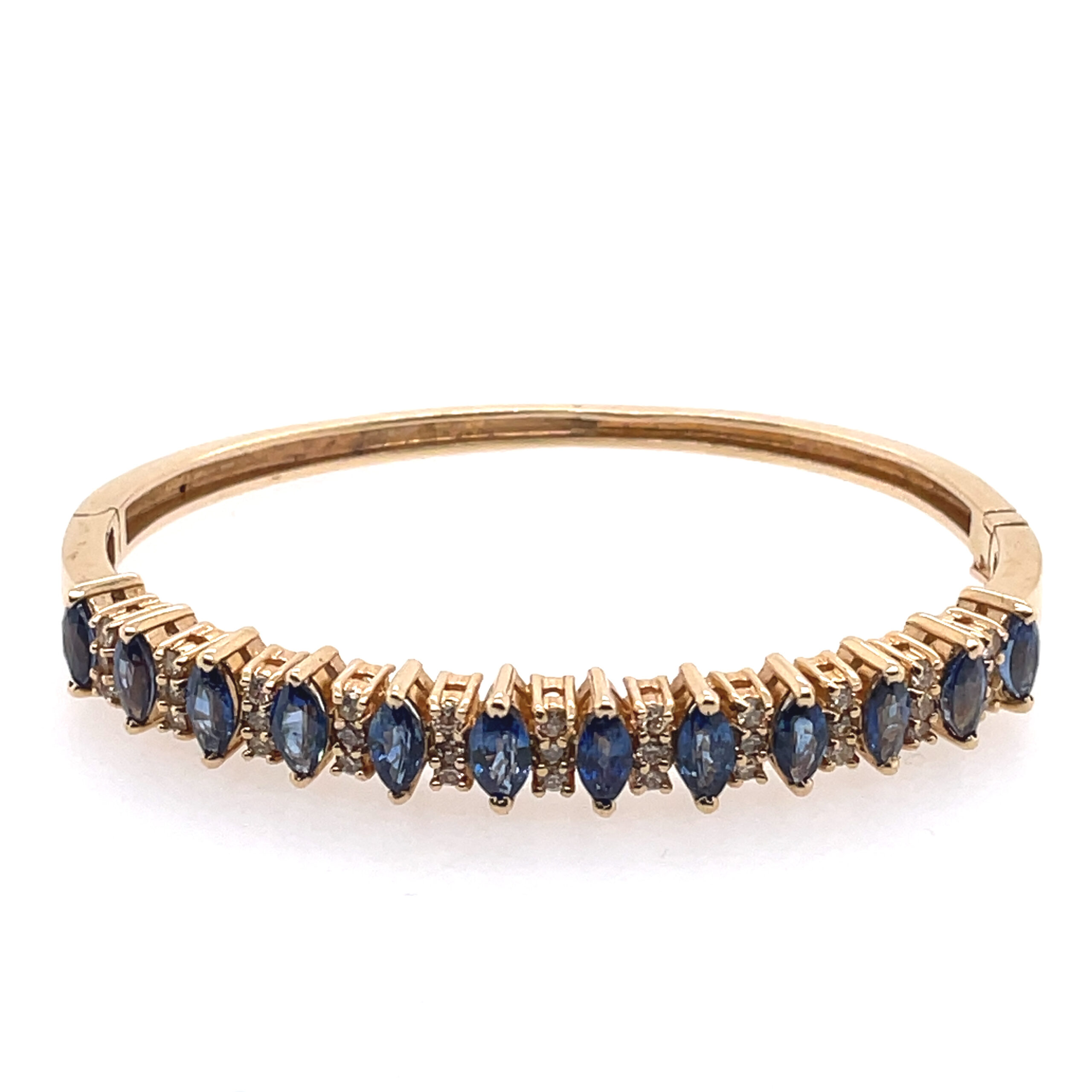Sapphire and Diamond Bangle in Yellow Gold