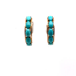 Turquoise Hoops in Yellow Gold