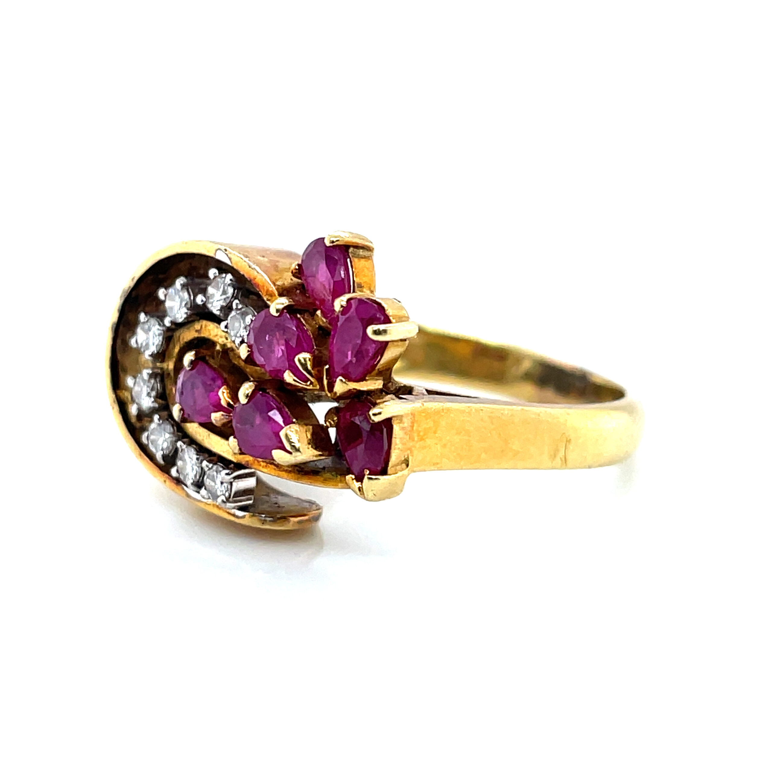 Toliro Ruby and Diamond Horseshoe Ring in 18KYG - Image 2