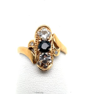 Art Deco Sapphire and Diamond Ring in Yellow Gold