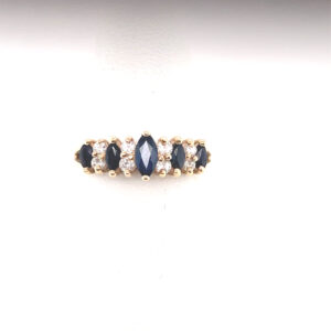 Marquise Sapphire and Diamond Ring in 14KYG
