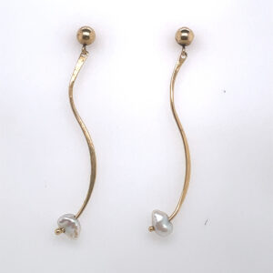 Pearl Drop Earrings in Yellow Gold