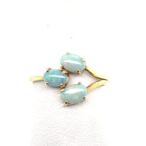 3-Opal Open Shank Ring in 14KYG
