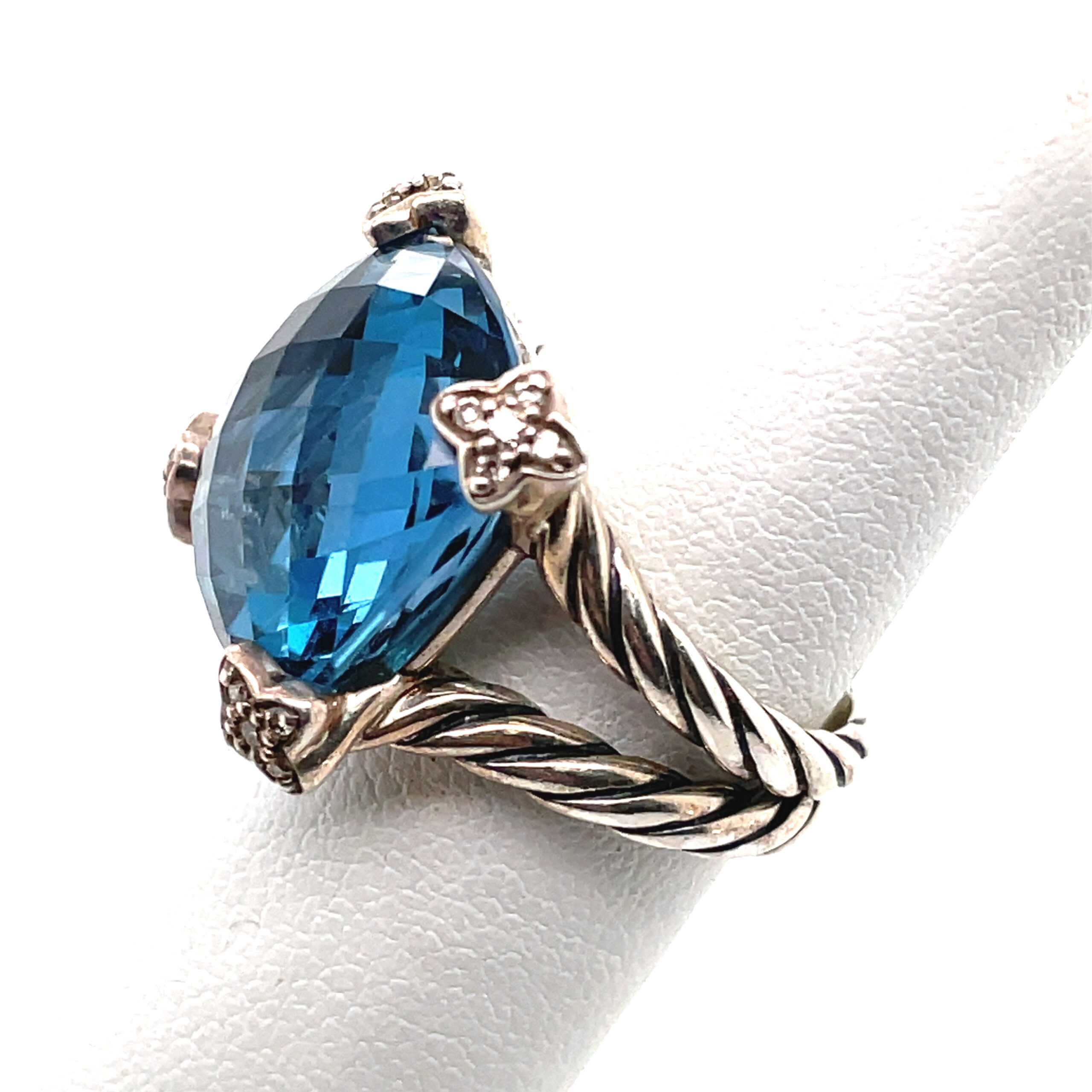 David Yurman Blue Topaz Ring in Sterling Silver