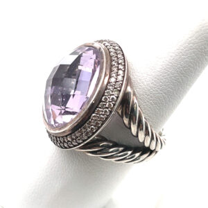 David Yurman Amethyst and Diamond Ring in Sterling Silver