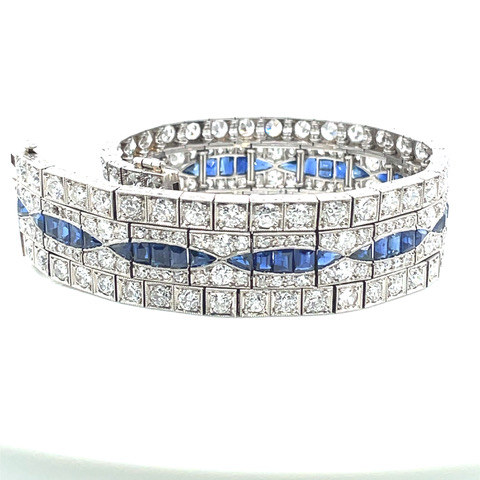 Antique Diamond and Sapphire Bracelet in Platinum