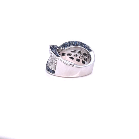 Diamond and Sapphire Pavé Swirl Ring in 18KWG - Image 2