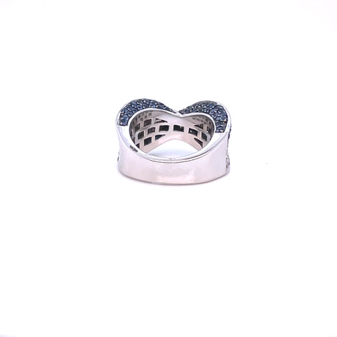 Diamond and Sapphire Pavé Swirl Ring in 18KWG - Image 4