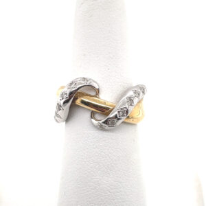Twisted Diamond Ring in 14KYG with White Gold Accent