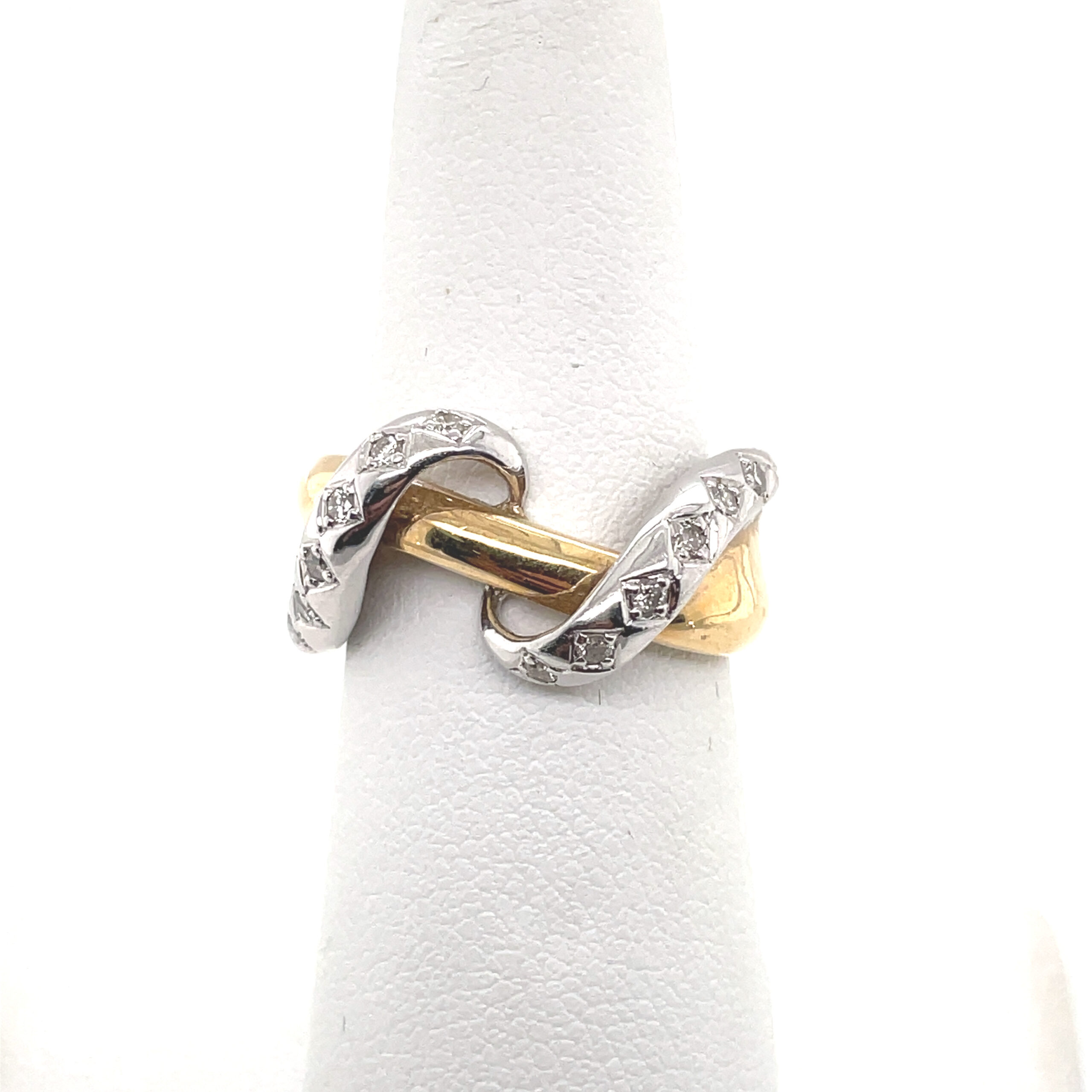 Twisted Diamond Ring in 14KYG with White Gold Accent