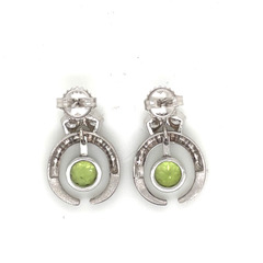Peridot and Diamond Crescent Earrings in 14KWG - Image 2