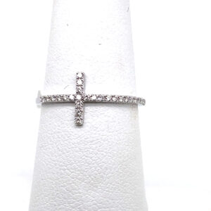 Sideways Cross Ring in Diamond and 14KWG
