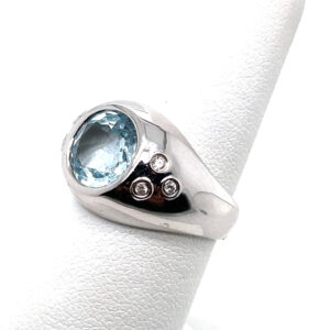 Blue Topaz and Diamond Ring in 18KWG