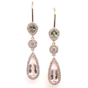 Mia Morganite, Sapphire and Diamond Earrings in 14KRG