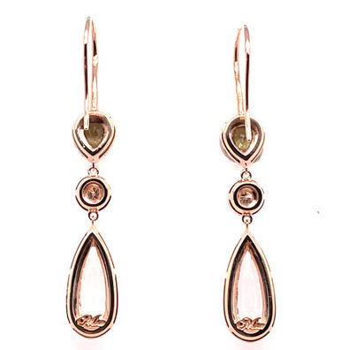 Mia Morganite, Sapphire and Diamond Earrings in 14KRG - Image 3