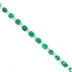 Emerald and Diamond Tennis Bracelet in 18KWG