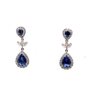Sapphire and Diamond Halo Earrings in 18KWG
