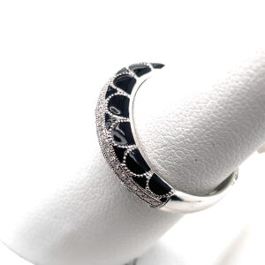 Black Enamel and Diamond Band in 18KWG
