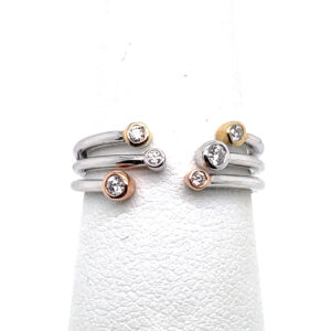 Open Shank Tri-Color Bezel Diamond Ring