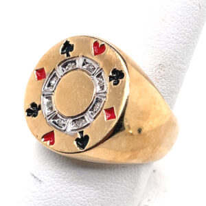 Card Suits Ring with Diamonds in 10KYG