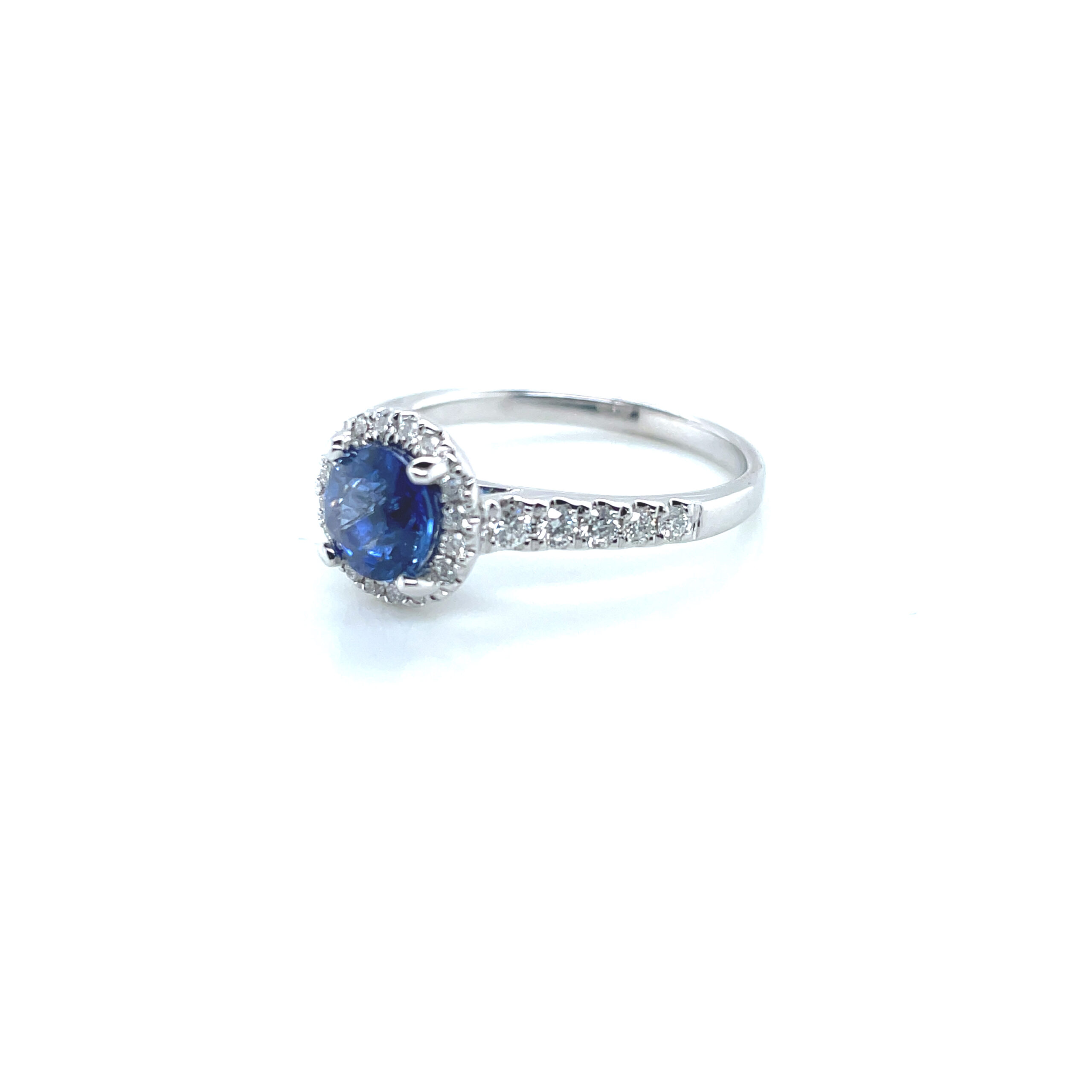 Sapphire Ring With Diamond Halo in 18KWG - Image 2