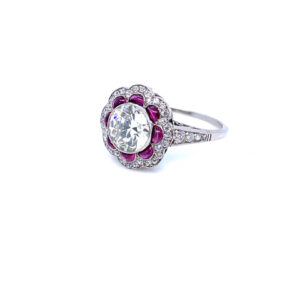 Diamond and Ruby Ring in Platinum