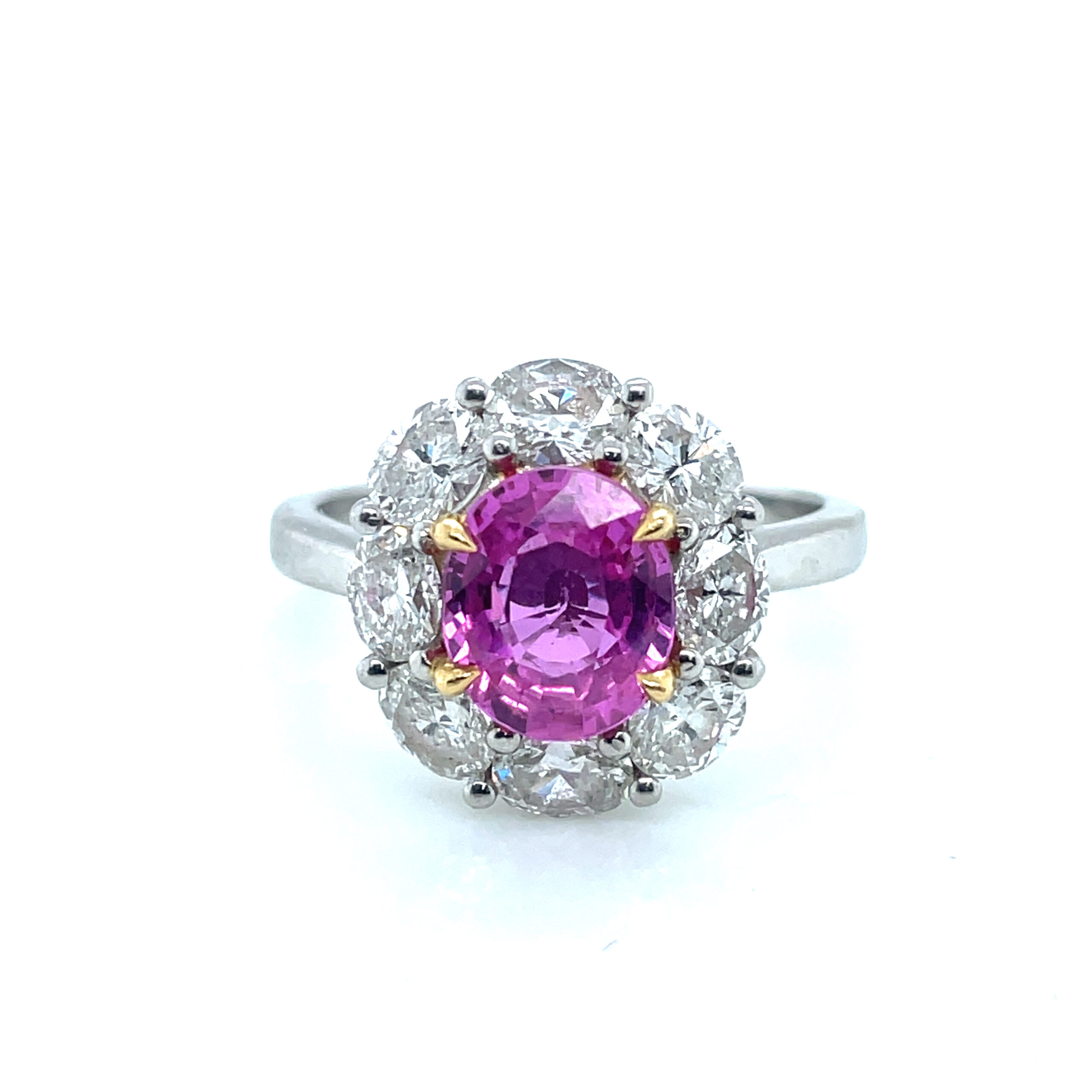 Pink Sapphire Ring With Diamonds in 14KWG - Image 2